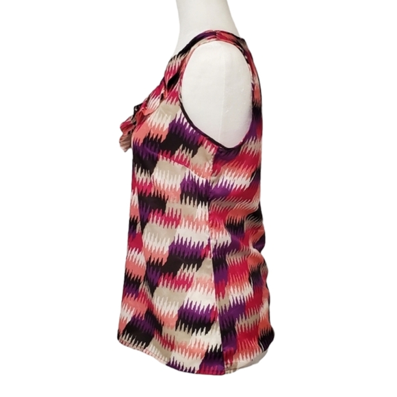 Banana Republic Blouse Womens Small Multicolor Ruffle V Neck Sleeveless Top - Picture 3 of 8